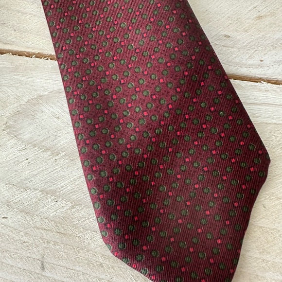 Vintage Christian Dior Cravates Maroon Mini Dots Silk Skinny Tie - Picture 3 of 5